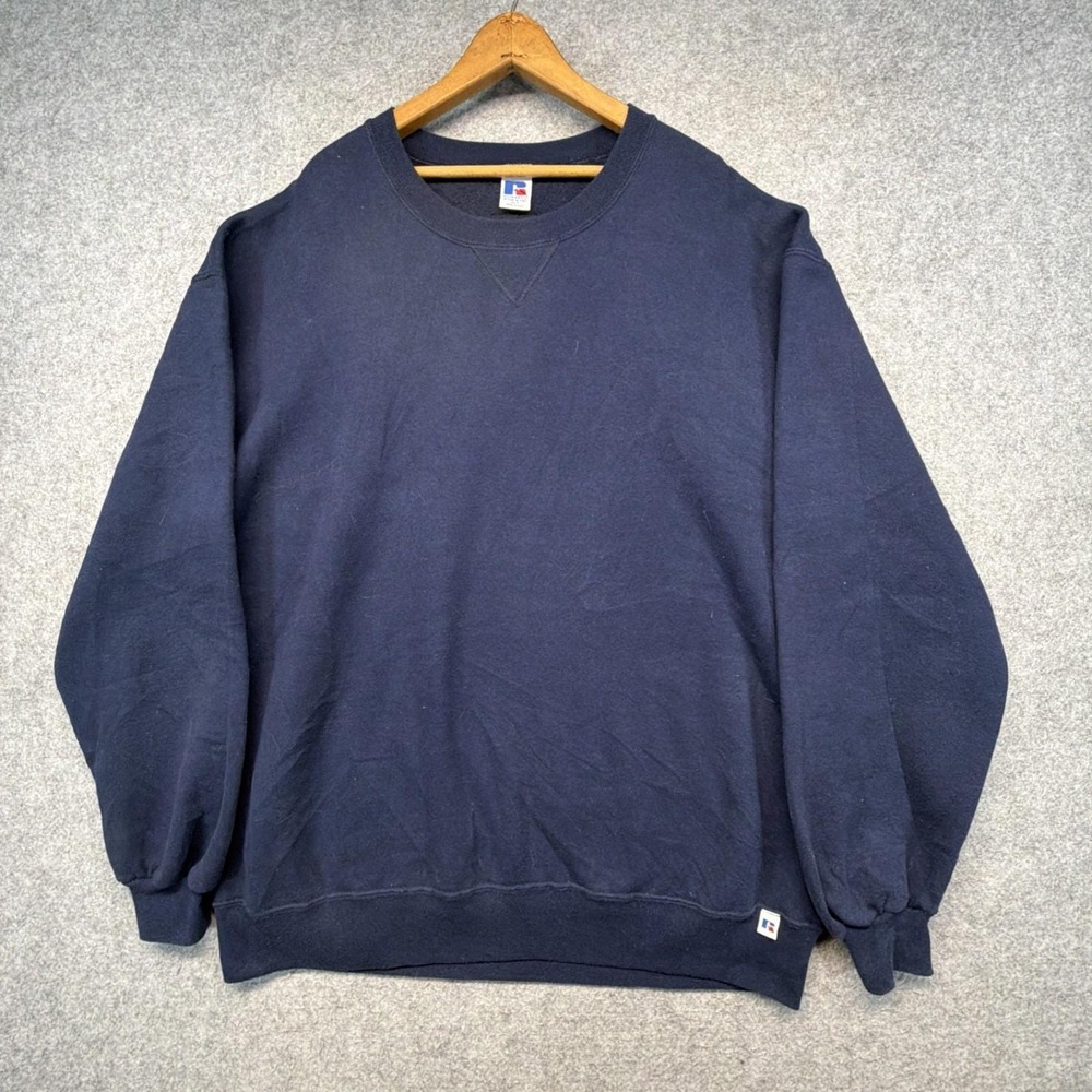Vintage Russell Athletic Men's Pullover Sweatshirt XLT Navy Made in USA